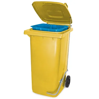 BRB Müllbehälter mit Fußpedal u. Klemmring, 80 Liter, gelb, BxTxH 445x520x930 mm Image