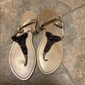 J. Crew Shoes | Jcrew Thong Flat Sandal Size 7 | Color: Black/Tan | Size: 7