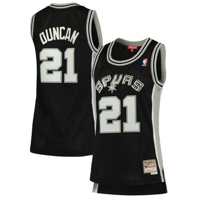 Schwarzes Mitchell & Ness Tim Duncan San Antonio Spurs 1998/99 Hardwood Classics Swingman-Trikot für Damen Image