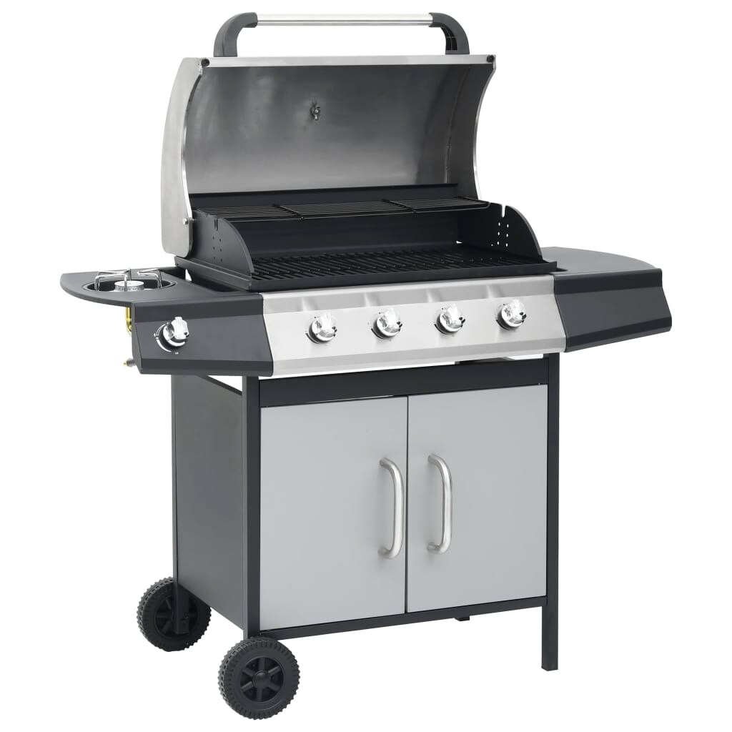 vidaXL Gasgrill 4+1 Flammen Schwarz und Silbern Stahl & Edelstahl Image