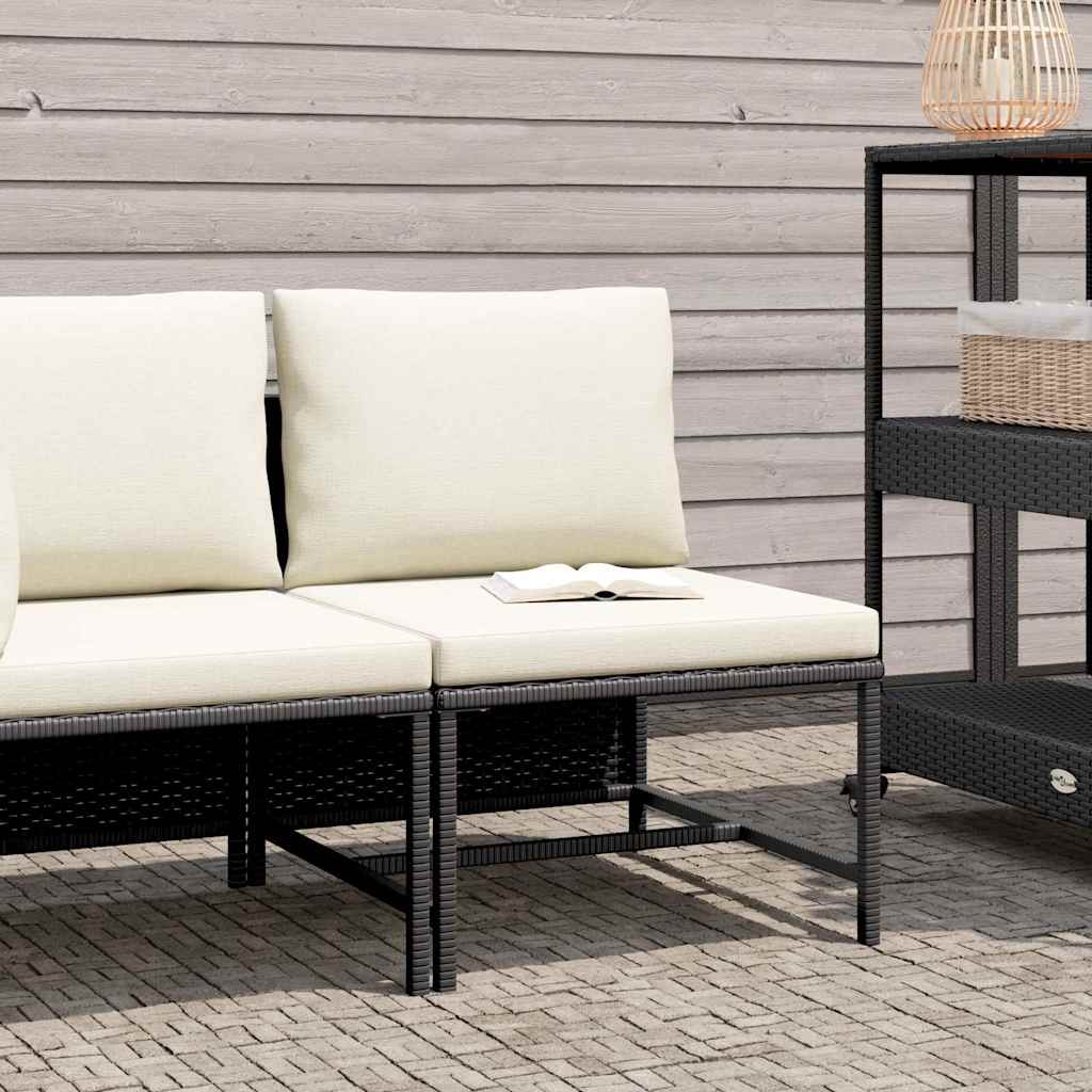 vidaXL Modular-Mittelsofa mit Kissen Schwarz Poly Rattan Image
