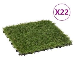 vidaXL Kunstrasen-Fliesen 22 Stk. Grün 30x30 cm Image