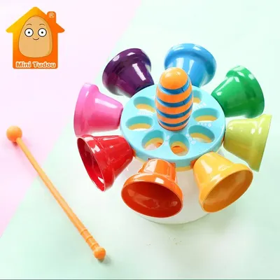 Cloche de Percussion colorée pour enfants 8 notes jeu Musical Instrument de musique éducatif pour