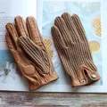 Gants de conduite en cuir pour hommes moto d'été pour écran tactile peau de chèvre Section fine