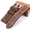 Bracelet de montre en cuir de vachette rétro fait à la main pour hommes et femmes 5 couleurs acier