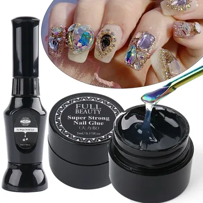 Gel adhésif super collant pour nail art vernis à ongles transparent gemmes en cristal décoration