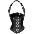 Corsets sous le buste en cuir punk vapeur pour femmes bustier rouge et noir porte-jarretelles à