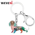 Wveni – porte-clés en alliage émail strass chien teckel mignon Animal bijoux cadeau pour femmes