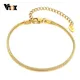 Vnox-Bracelets plats en acier inoxydable pour femmes bijoux de poignet délicats maillons Figaro