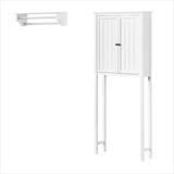 Porch & Den Legrande Over Toilet Hutch with 2 Doors, Bathroom Shelf with 2 Towel Rods