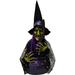 Haunted Hill Farm 1.4-ft. Animated Witch, Indoor/Covered Outdoor Halloween Decoration, Red/Green LED, Battery-Operated, Cat