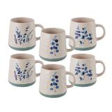 Pfaltzgraff 6 Pieces Floral Matte Mugs, Multicolor Ceramic/Earthenware & Stoneware in Blue/Brown/White | 3.58 H in | Wayfair 5282195