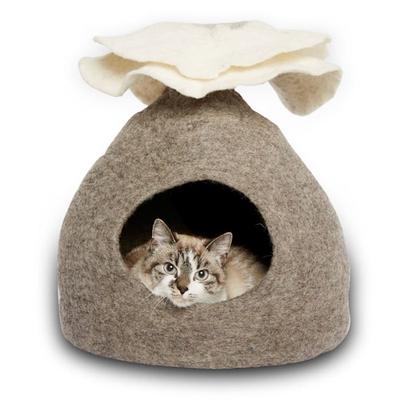 Dharma Dog Karma Cat Natural Bouquet Wool Pet Cave, 14" L X 12" W X 14" H