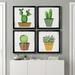 Dakota Fields Boho Cacti I - 4 Piece Picture Frame Painting Set on Canvas in Black/Blue/Green | 34.5 H x 138 W x 1.5 D in | Wayfair