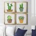 Dakota Fields Boho Cacti I - 4 Piece Picture Frame Painting Set on Canvas in Black/Blue/Green | 26.5 H x 106 W x 1.5 D in | Wayfair