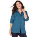 Plus Size Women's Frankie Big Shirt by Roaman's in Blue Plaid (Size 14 W)