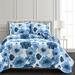 Lush Décor Leah Reversible Quilt Navy/White 3Pc Set by Lush Décor in Navy White (Size KING)