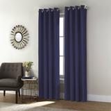 Wide Width Thermaplus Shadow Indoor Single Grommet Curtain Panel by Commonwealth Home Fashions in Navy (Size 52" W 95" L)