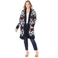 Plus Size Women's Classic Fair Isle Coatigan by Catherines in Black Fair Isle (Size 3XWP)