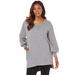 Plus Size Women's Blouson Sleeve High-Low Sweatshirt by Roaman's in Medium Heather Grey (Size 14/16)