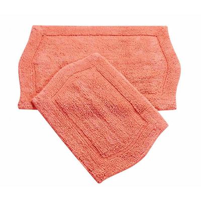 Waterford 2 Piece Set Bath Rug Collection by Home Weavers Inc in Coral