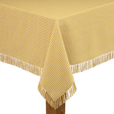 Wide Width Homespun Check Woven Tablecloth by LINTEX LINENS in Gold (Size 52" W 52" L)