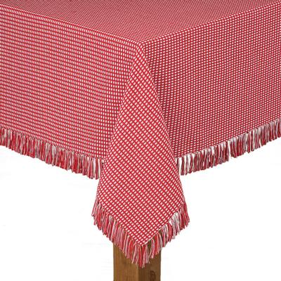 Wide Width Homespun Check Woven Tablecloth by LINTEX LINENS in Red (Size 60" W 84" L)