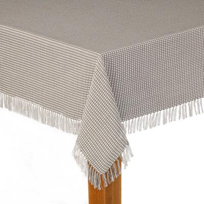 Wide Width Homespun Check Woven Tablecloth by LINTEX LINENS in Gray (Size 60" W 102"L)