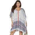 Plus Size Women's Kelsea Cover Up Tunic by Swimsuits For All in Blue Boho Coral (Size 18/20)