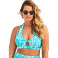 Plus Size Women's Contessa Halter Bikini Top by Swimsuits For All in Crystal Blue Palm (Size 10)