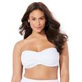 Plus Size Women's Valentine Ruched Bandeau Bikini Top by Swimsuits For All in White (Size 10)