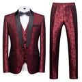 MOGU Mens Suits 3 Piece suites Slim Fit Wedding Paisley Tuxedo Dinner Formal Suit Business Blazer Jacket Waistcoat Trousers Red 40