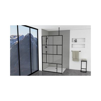 Duschwand, schwarz 120 x 195 cm - inkl. Deckenhalterung - Begehbare Dusche - Walk-In 