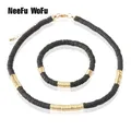 NeeFu – Bracelet WoFu en perles ensemble de chaînes poterie douce Bracelet en acier inoxydable de