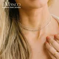 EManco-Collier Ras du Cou Minimaliste en Titane et Acier Inoxydable pour Femme 2 Pièces