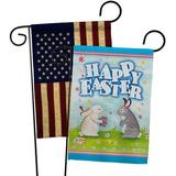 Ornament Collection Happy Easter Bunnies Lovely Egg 2-Sided Polyester 1'5 x 1'1 ft. Garden flag in Blue/Green | 18.5 H x 13 W in | Wayfair