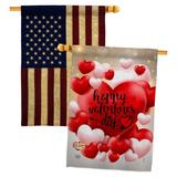 Ornament Collection Pop Hearts Valentines Day 2-Sided Polyester 3'3 x 2'3 ft. House Flag in Pink/Red | 40 H x 28 W in | Wayfair