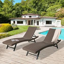 Latitude Run® Mishaela 2-Pieces Aluminum Reclining Wicker Chaise Lounge Chairs in Brown | 38 H x 24.8 W x 82.5 D in | Outdoor Furniture | Wayfair