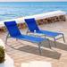 Latitude Run® Outdoor Metal Chaise Lounge w/ Table (3 -Pieces) Metal in Blue | 36 H x 24 W x 78.3 D in | Wayfair 134F6E4149904DAC8D6A1D08602A50DF