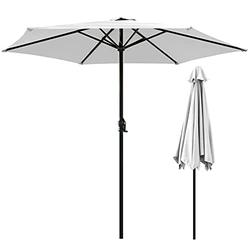 2.7m Garden Umbrella, Parasol with 6 Sturdy Ribs & Sun Protection UV50+, Height-Adjustable Crank Handle for Outdoor Sun Shade, Parasol Garden Tilt for Terrace/Beach/Pool/Patio (Excl. Base)
