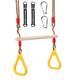 Trapeze bar,Morwealth Multifunctional Children's Wooden Trapeze Swing with Plastic Rings Gymnastics Rings for Hanging Up to 120 kg for Indoor and Outdoor Use