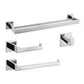 TURS 4-Piece Bathroom Accessory Set SUS 304 Stainless Steel Toilet Paper Holder Towel Bar Robe Hook Towel Holder Wall Mount (50CM Double towel rails set-Sliver)