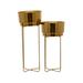 Juniper + Ivory CosmoLiving by Cosmopolitan Set of 2 31 In. x 12 In. Contemporary Planter Gold Iron - 95881