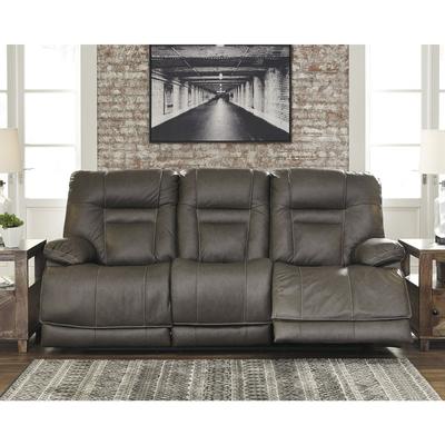 Wurstrow Contemporary Power Reclining Sofa with Adjustable Headrest Smoke