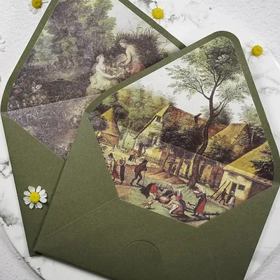 Enveloppes Vintage série vert avocat 5 pièces/ensemble enveloppe d'invitation de mariage doublure