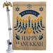 Angeleno Heritage Wish You Happy Hanukkah 2-Sided Polyster 40 x 28 in. Flag Set in Blue/Brown | 40 H x 28 W in | Wayfair