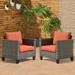 Red Barrel Studio® Joette Outdoor Patio Chair w/ Cushions set Of 2 Wicker/Rattan in Gray/Brown | 28.74 H x 27.95 W x 30.12 D in | Wayfair