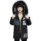 YFPICO Kids Boys Thick Parka Winter Warm Jacket Painting Zipper Padded Coat For 6-16 Years,Black,170cm