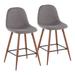 Pebble Mid-Century Modern Counter Stool in Walnut and Charcoal by LumiSource - Set of 2 - Lumisource CS-PEB WL+CHAR2