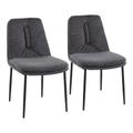 Smith Contemporary Dining Chair in Black Steel and Charcoal Fabric by LumiSource - Set of 2 - Lumisource CH-SMITH BKCHAR2